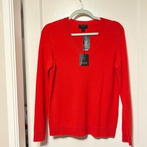 Charter Club Bright Red 100% Cashmere V-Neck Sweater, NWT, Size S